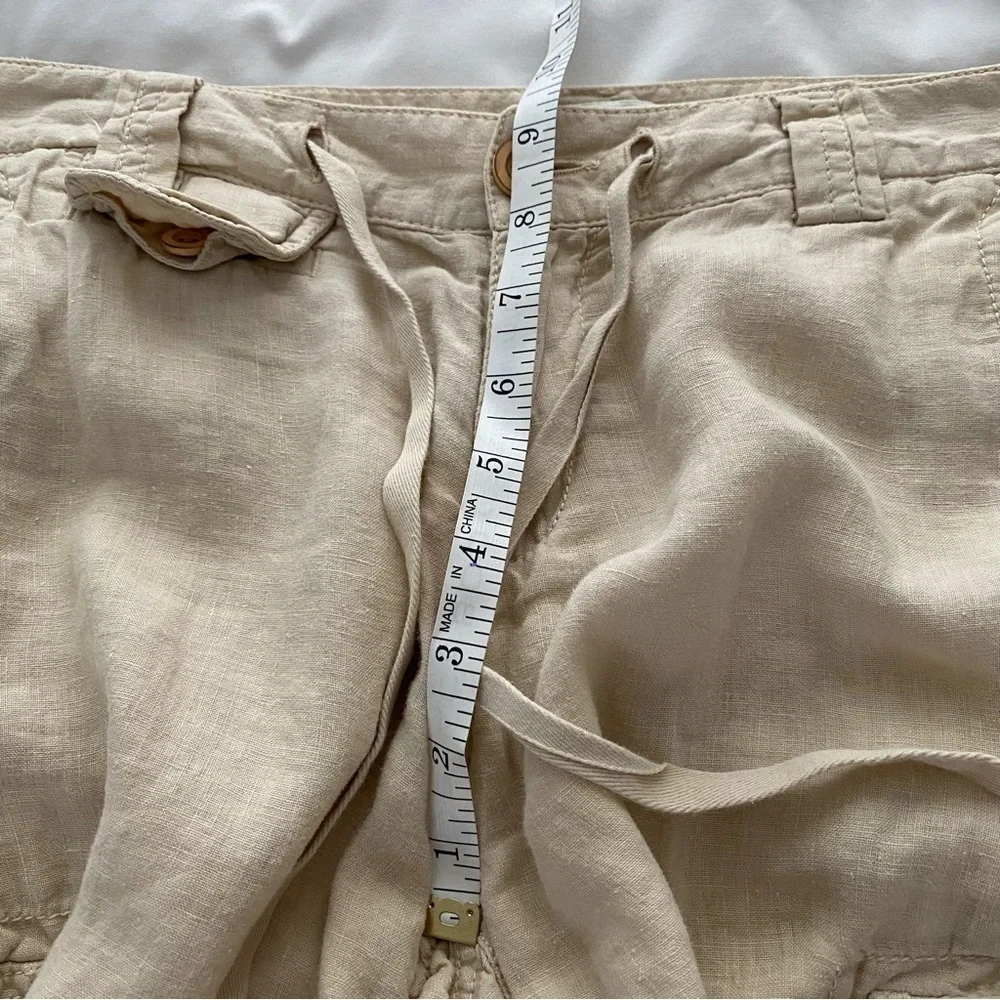 Banana Republic Sand Linen Cargo Pants Straight Leg Boho Adjustable Length size2